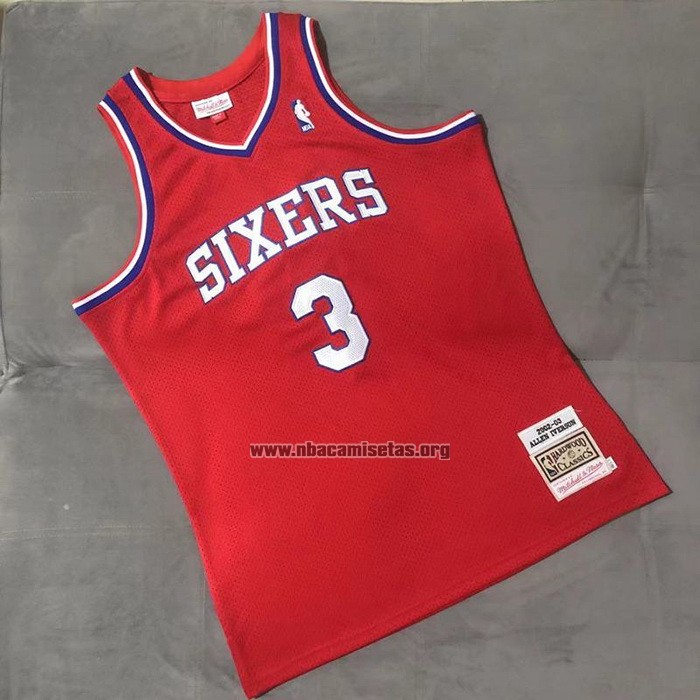 Camiseta Philadelphia 76ers Allen Iverson NO 3 Mitchell & Ness 2002-03 Rojo